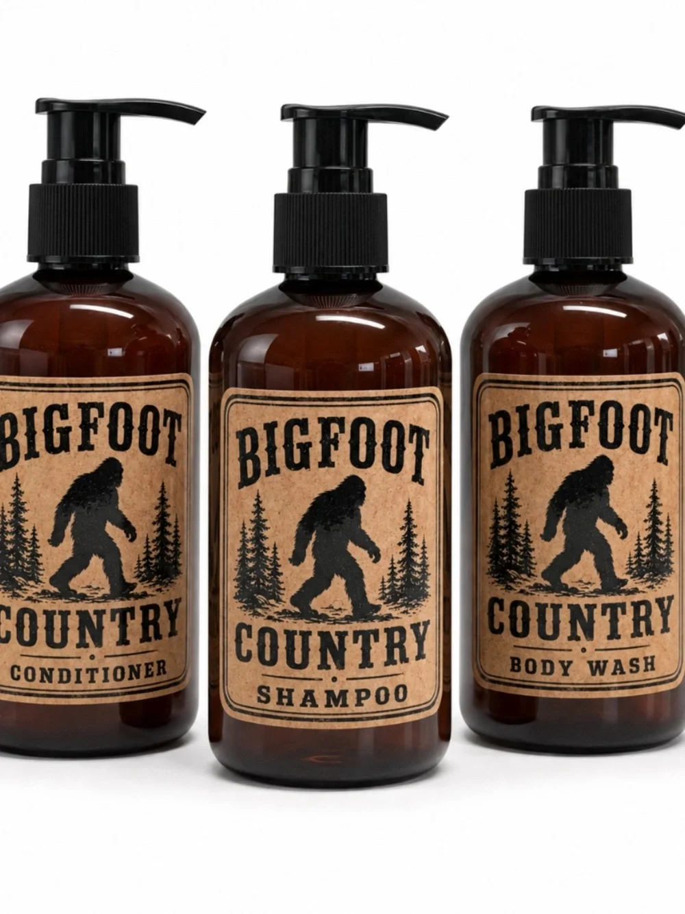 Bigfoot Country 3-Piece Refillable Bathroom Pump Bottle Set